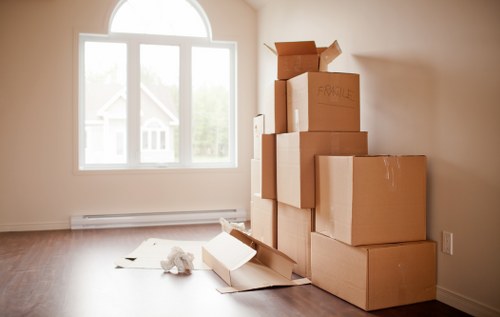 Professional office packing and labelled boxes for a local business move